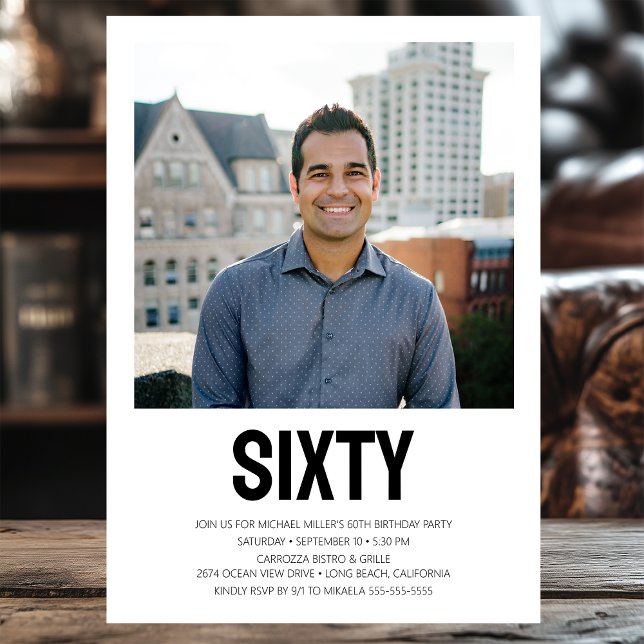 Invitation Photo moderne SIXTY 60th Birthday Party (Créateur téléchargé)
