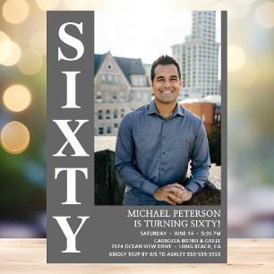 Invitation Photo moderne SIXTY 60th Birthday Party