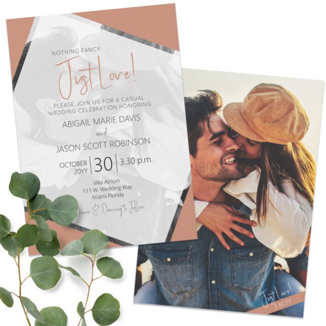 Invitation 📸 Photo moderne Terra Cotta Mariage Décontracté (📸 Modern Photo Terra Cotta Casual Wedding Invitation
)