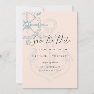 Invitation PHOTO Nautique Enregistrer Dates Moderne Ocean Bea