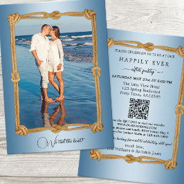 Invitation Photo Nautique QR Joyeusement Jamais Après Mariage