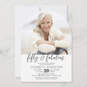 Invitation Photo Noir Blanc 50 Anniversaire Fabuleux Arche Mo
