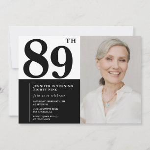 Invitation Photo Noir Blanc 89e Anniversaire
