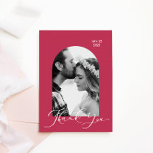Invitation Photo noir et blanc couleur magenta