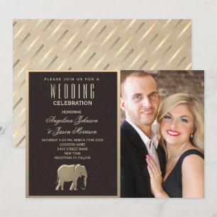 Invitation Photo noir et or de luxe