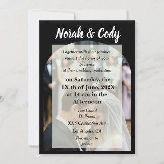 Invitation Photo noir mariage élégant