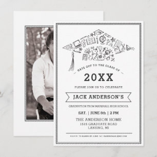 Invitation Photo noire et blanche d'invitation de partie de