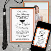 Photo & Noms des parents Diplômé Orange et Noir
