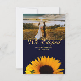Invitation Photo Nous avons Elopé Marine Mariage bleu Faire-p