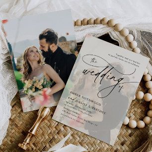 Invitation Photo Overlay Moderne Élégant Mariage de calligrap