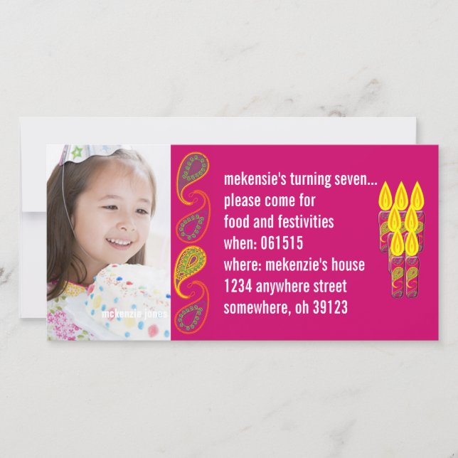 Invitation photo Paisley Birthdy (Devant)