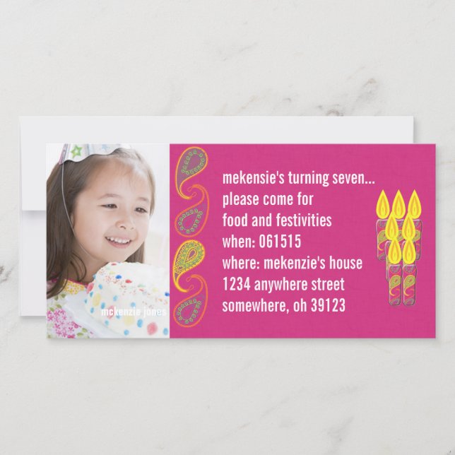 Invitation photo Paisley Birthdy (Devant)