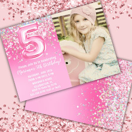 Invitation Photo Parties scintillant rose 5e anniversaire