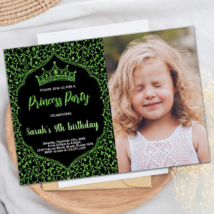 Invitation Photo Parties scintillant verte Princesse Invitati