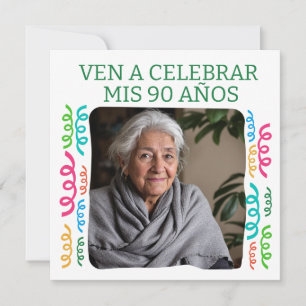 Invitation Photo Personalizada Mis 90 Años Fiesta