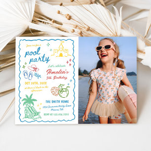 Invitation Photo personnalisé de piscine de plaisir d'été des