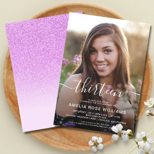 Invitation Photo personnalisée 13e fête d'anniversaire Treize