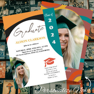 Invitation Photo personnalisée 2024 Graduation de la Retro Pa