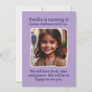 Invitation Photo personnalisée 5e fête d'anniversaire