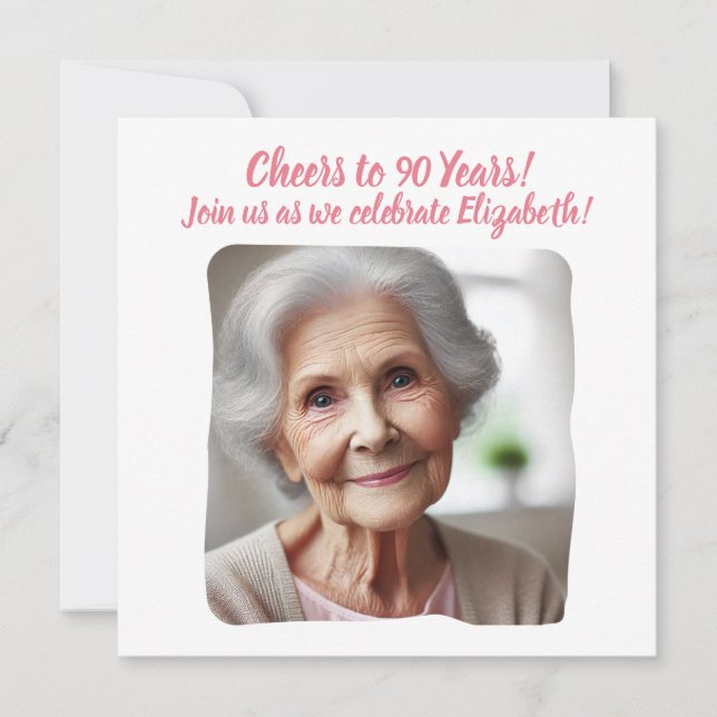 Invitation Photo personnalisée - 90 ans 90e anniversaire (Devant)