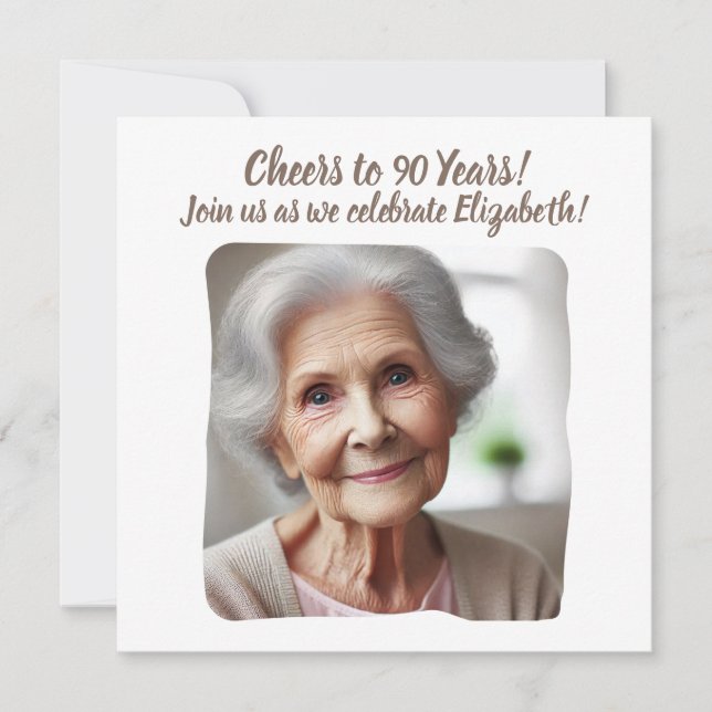 Invitation Photo personnalisée - 90 ans 90e anniversaire (Devant)