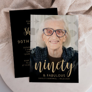 Invitation Photo personnalisée 90 et merveilleux 90e annivers