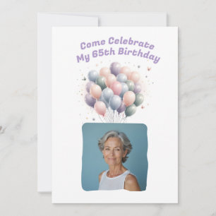 Invitation Photo personnalisée Ballons 65e anniversaire