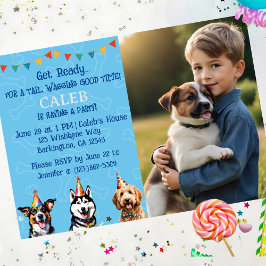 Invitation Photo personnalisée Blue Puppy Chien Anniversaire
