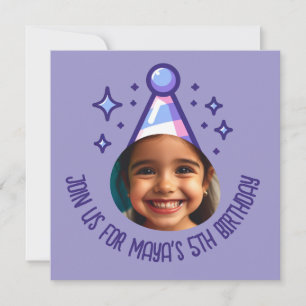 Invitation Photo personnalisée Casquette fête d'anniversaire