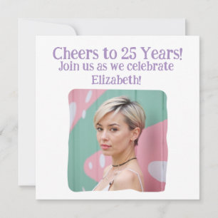 Invitation Photo personnalisée Cheers à 25 ans 25e anniversai