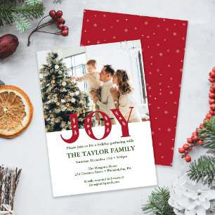 Invitation Photo personnalisée Christmas JOY Fête de Noël