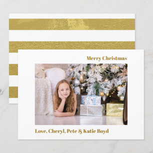 Invitation Photo personnalisée classique or et blanc Noël