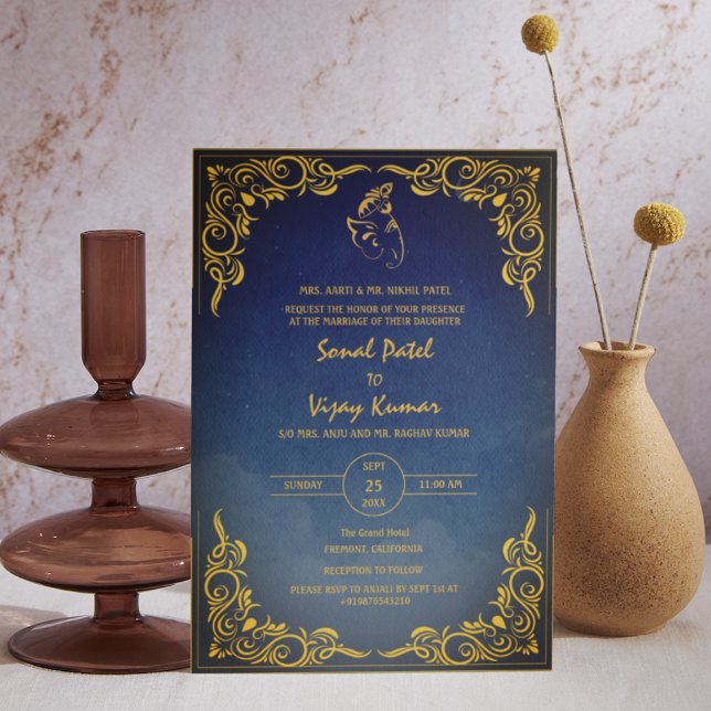 Invitation Photo personnalisée du Mariage hindou indien Ganes (Créateur téléchargé)