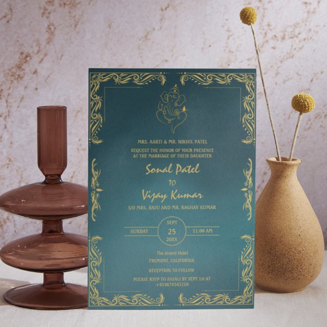 Invitation Photo personnalisée du Mariage hindou indien Ganes (Créateur téléchargé)