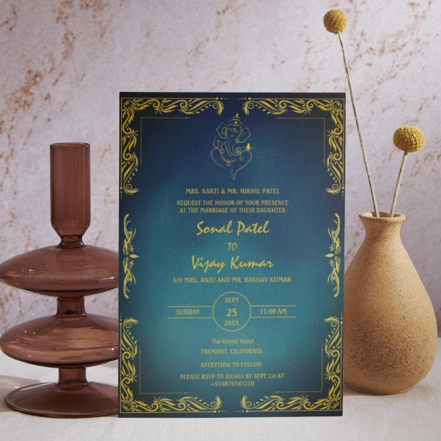 Invitation Photo personnalisée du Mariage hindou indien Ganes (Créateur téléchargé)