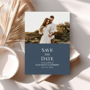 Invitation Photo personnalisée en bleu ardoise moderne Enregi
