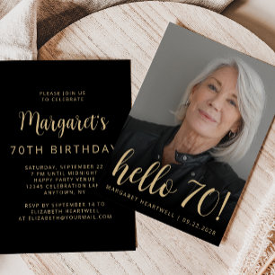 Invitation Photo personnalisée Joyeux 70 Soixante-dixième Ann