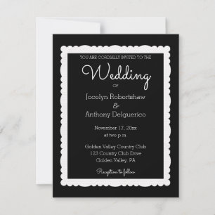 Invitation Photo personnalisée Mariage noir et blanc