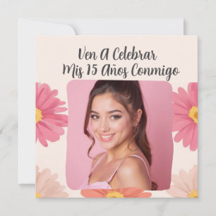 Invitation Photo personnalisée Mis Quince Flores Quinceañera 