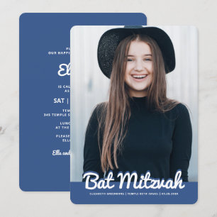 Invitation Photo personnalisée moderne Bat mitzvah