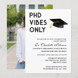 Invitation Photo personnalisée moderne Doctorat Doctorat PHD