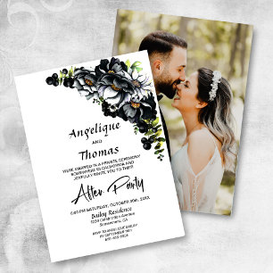 Invitation Photo Personnalisée Moody Black Floral Mariage Réc