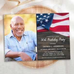 Invitation Photo personnalisée Patriotique USA Drapeau améric