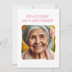 Invitation Photo personnalisée pour les 90 ans Fête d'anniver