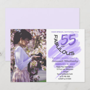 Invitation Photo personnalisée Purple 55 et Fabulous Party