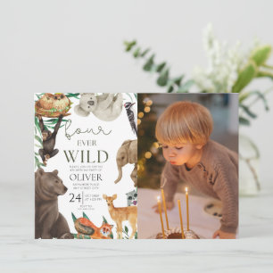 Invitation Photo personnalisée, Quatre fois safari sauvage 4e