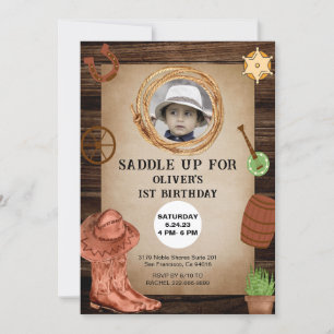 Invitation Photo personnalisée Rodeo Anniversaire