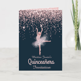 Invitation Photo personnalisée Rose or Parties scintillant Qu