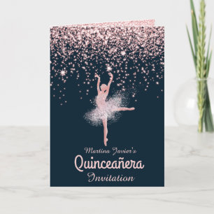 Invitation Photo personnalisée Rose or Parties scintillant Qu