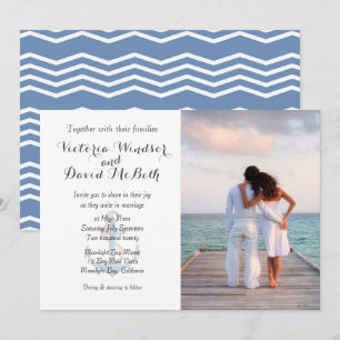 Invitation Photo personnalisée Sea Blue Beach Wedding Invitat
